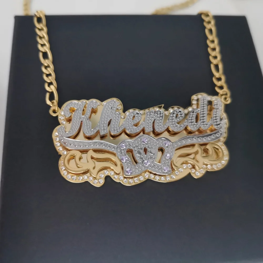 LeeChee двухцветный камень на день рождения с бриллиантами заказ имя письмо двойной