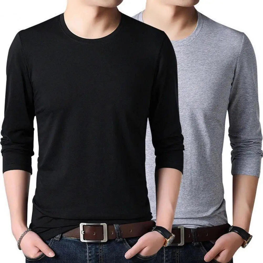 

Casual Slim Fit T-shirt Men Classic Pure Black Pullover Tops Men Solid Color Crew Neck Pull Homme Shirts for Daily Wear
