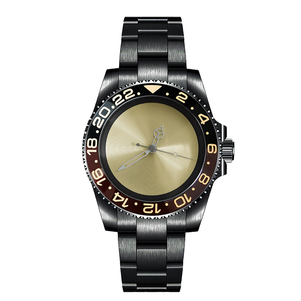 

Luxury Mechanical Watch for Men NH38 Movement Sapphire Crystal Luminous Hands 3D Print Dial PVD Black Automatic Waterproof Watch