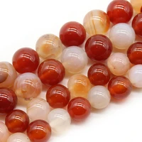 natural stone orange white agates round loose spacer beads 15 strand 10 12mm pick size for jewelry making diy bracelet