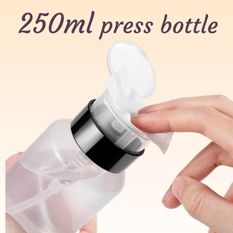 

Sdotter 250ml Empty Refillable Bottles Plastic Press Pumping Bottles Nail Polish Remover Container Makeup Manicure Dispenser Too