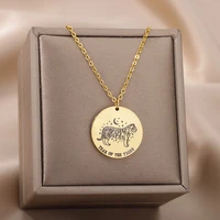 zodiac sign constellations pendant necklace for women stainless steel gold color necklaces 2022 trend couple wedding jewerly
