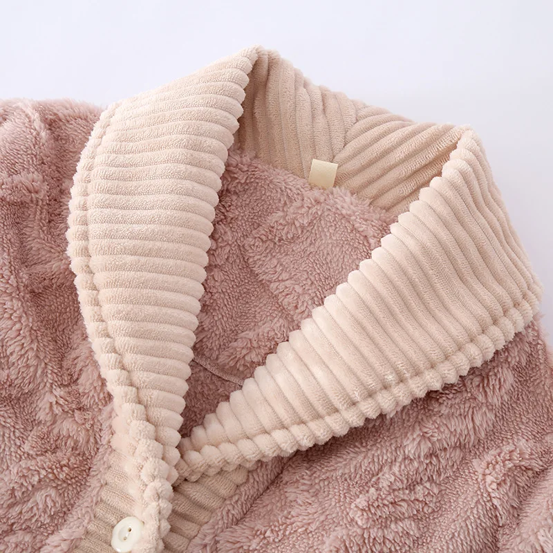 New winter couple pajamas set thickened flannel long-sleeved trousers two-piece set men and women loose home wear pajamas