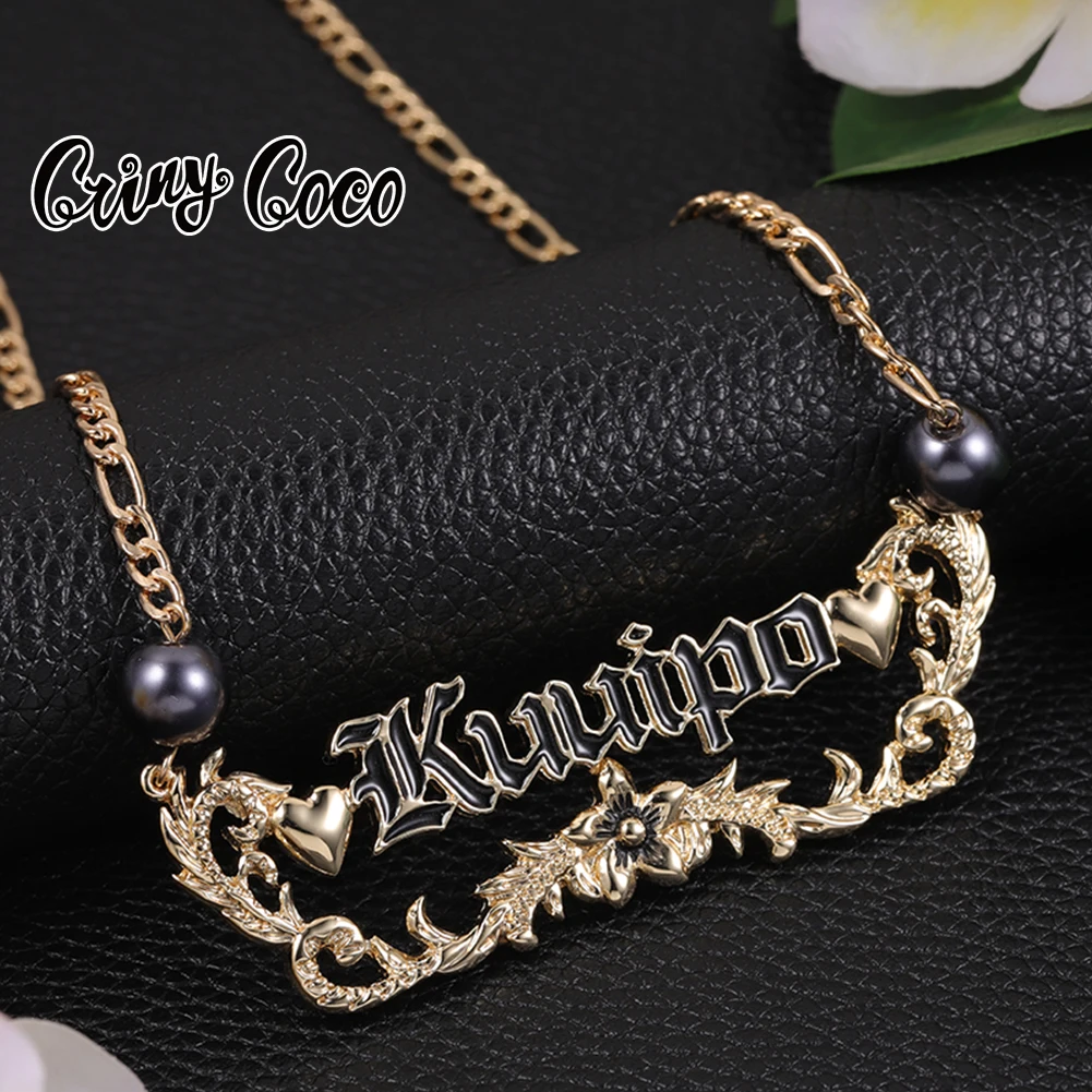 

Cring Coco Female Hawaiian Necklaces Gold Color Figaro Chain Pendants Polynesian Kuuipo Necklace for Women Jewelry on the Neck