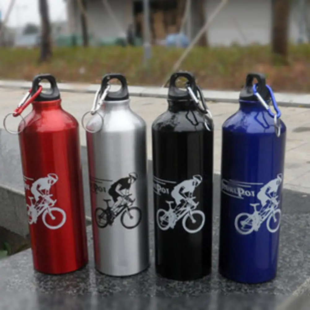 

750ml Bicycle Sports Water Bottle Leak-proof Aluminum Alloy Mountain Bike Road Bike Water Cup With Carabiner Cycling Accessories