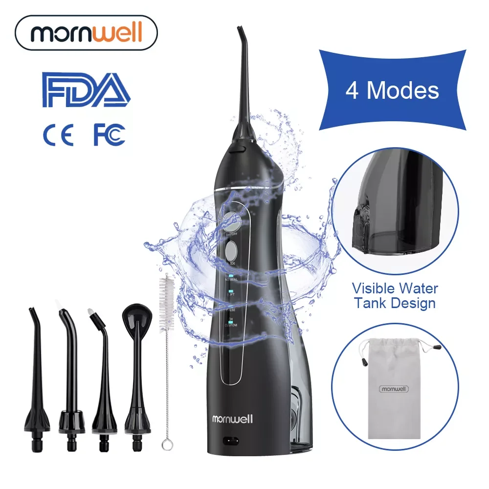 

4 Modes Irrigator USB Rechargeable Water Floss Portable Dental Water Flosser Jet 200ml Irrigator Dental Teeth Cleaner+6 Jet
