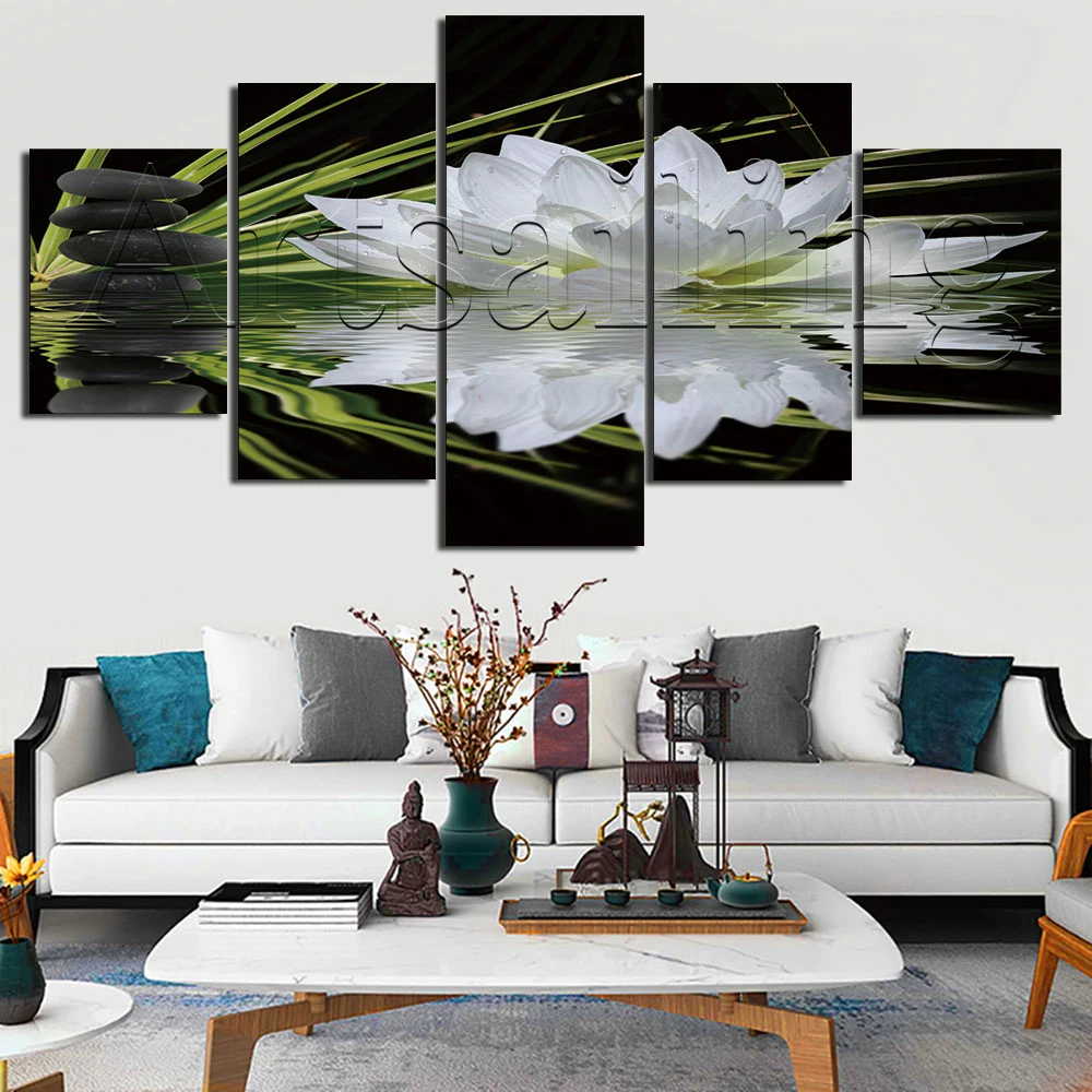 

Artsailing 5 Pieces Wall Artwork Flower Abstract Lotus Orchid HD Prints Canvas Paintings Picture Modern Inkjet Aesthetic Home