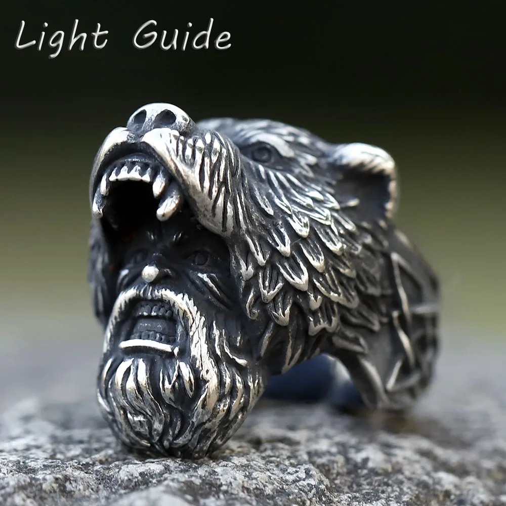 

Norse Mythology Odin Raven Rings Mens Viking bear Stainless Steel Ring Scandinavian Amulet Party Jewelry Anillos Mujer