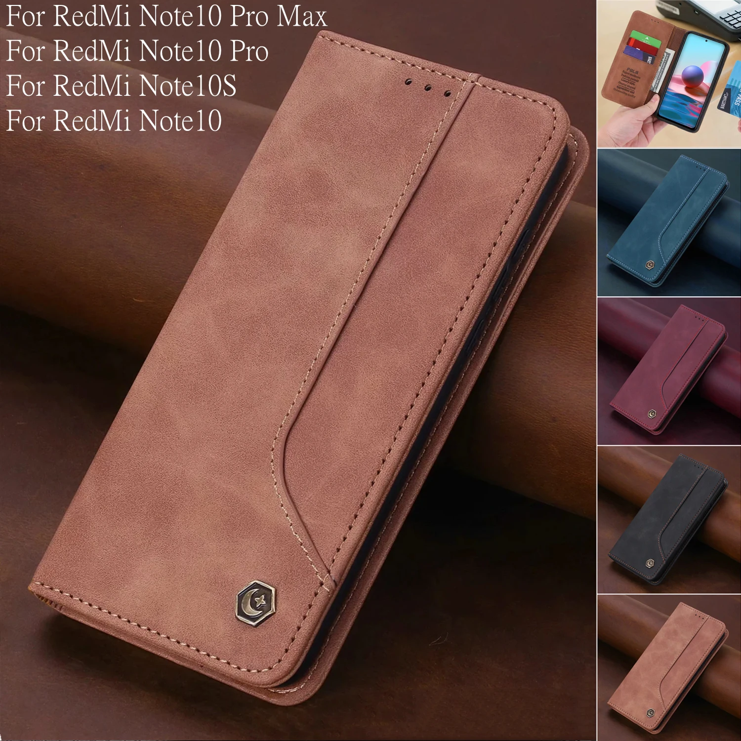 Case For Xiaomi Redmi Note 10 S 5G Flip Cover For Redmi Note 10 10S Pro Max Case Book Style Leather Wallet Magnetic Card Holder