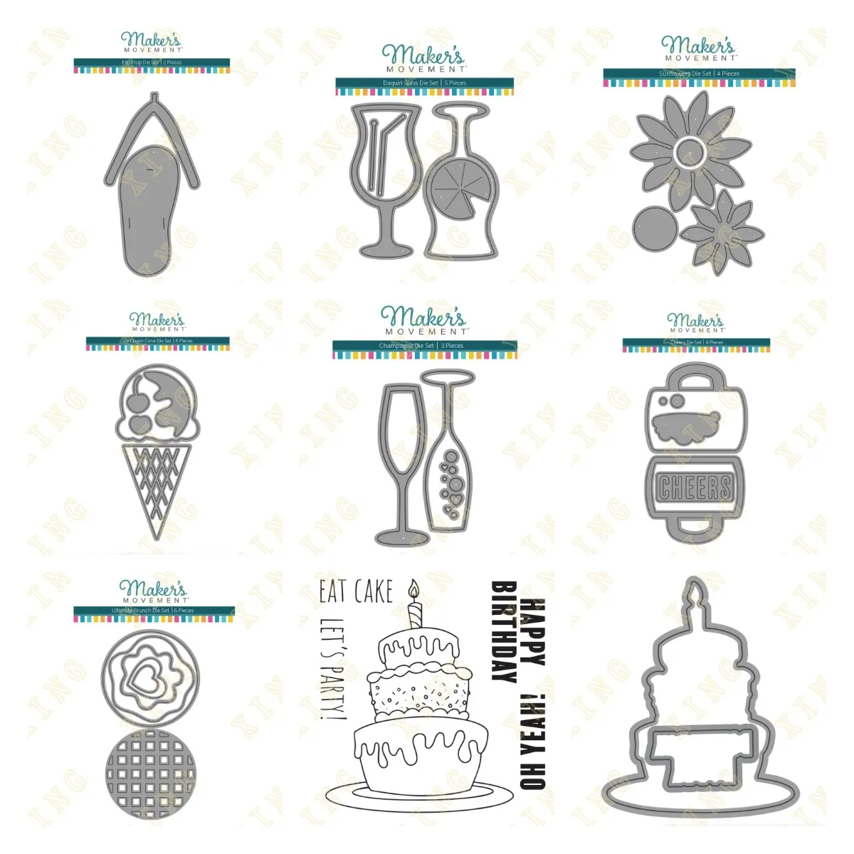 

Glass Flip Flop Sunflower Champagne Ice Cream New Metal Cutting Dies Clear Stamps Scrapbook Diary Decoration Embossing Template