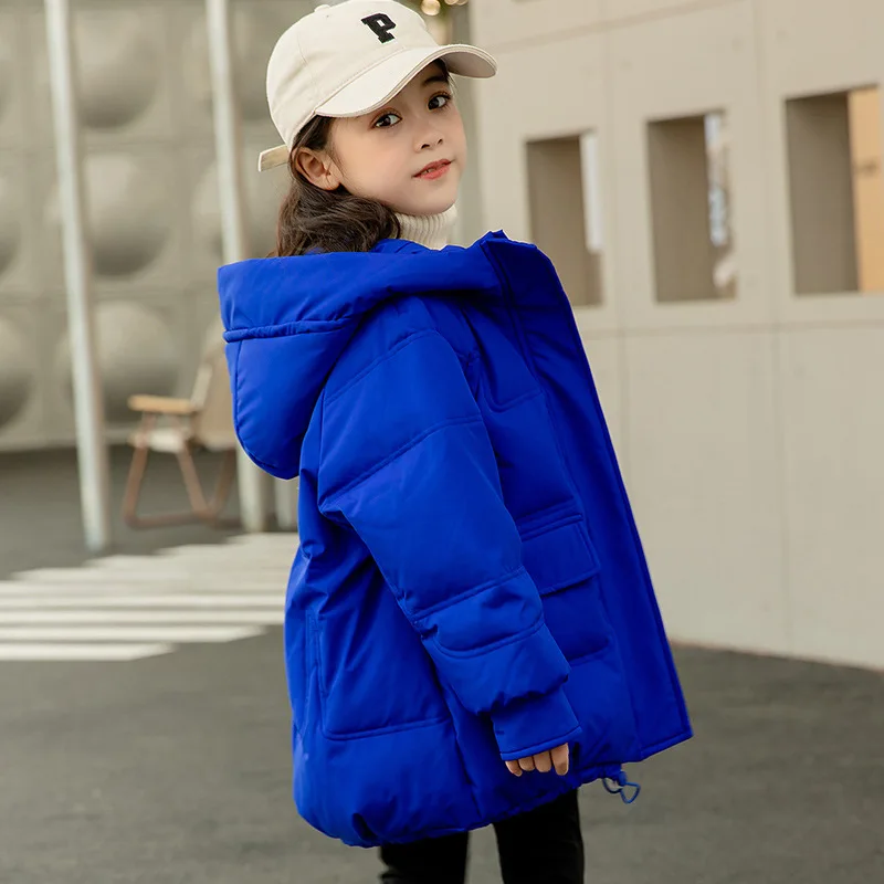 

Зимняя пуховая куртка для мальчиков, детское теплое ветрозащитное пальто для девочек, водонепроницаемые ветрозащитные однотонные повседневные пуховики