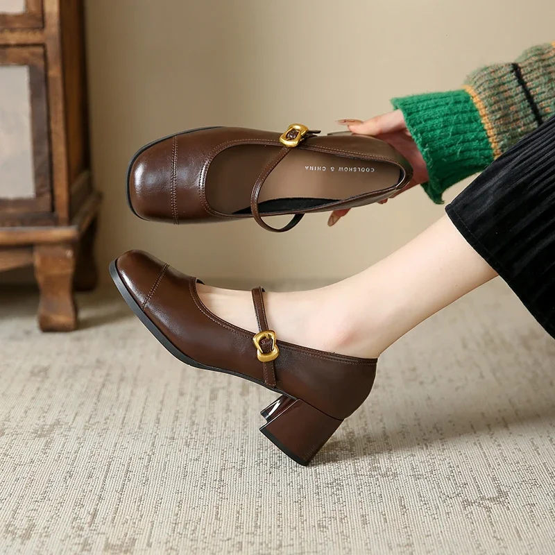 Новинка 2024 женская обувь Мэри Джейн модные туфли-лодочки с квадратным носком