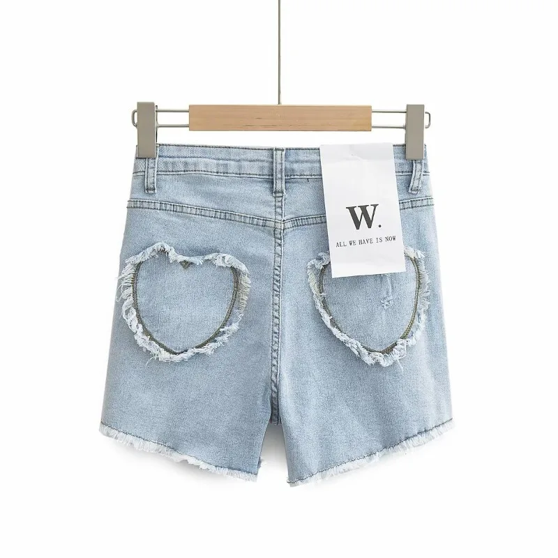 Шорты TRAF ZR женские джинсовые хлопковые современные штаны из денима с завышенной