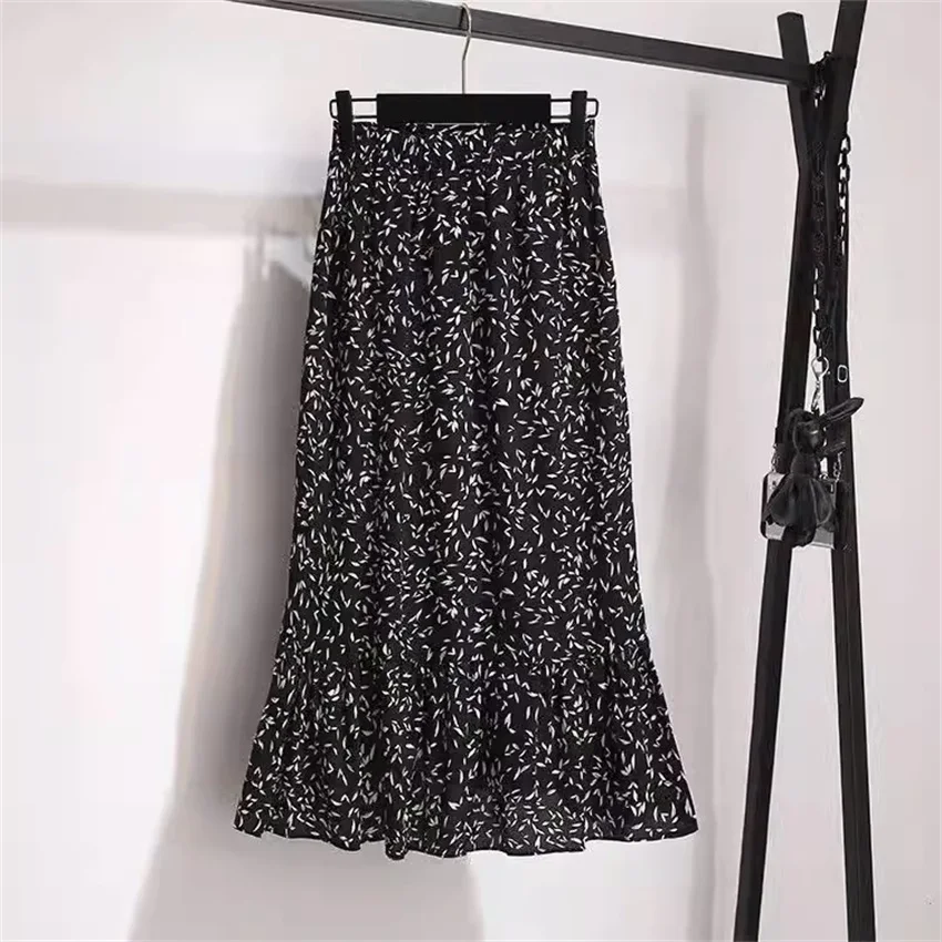 Женская шифоновая юбка-годе с завышенной талией средней длины