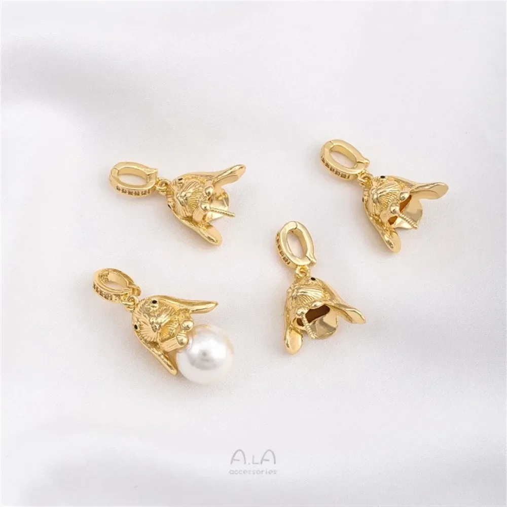 14-каратное позолоченное универсальное ожерелье с пряжкой и кроликом из бисера