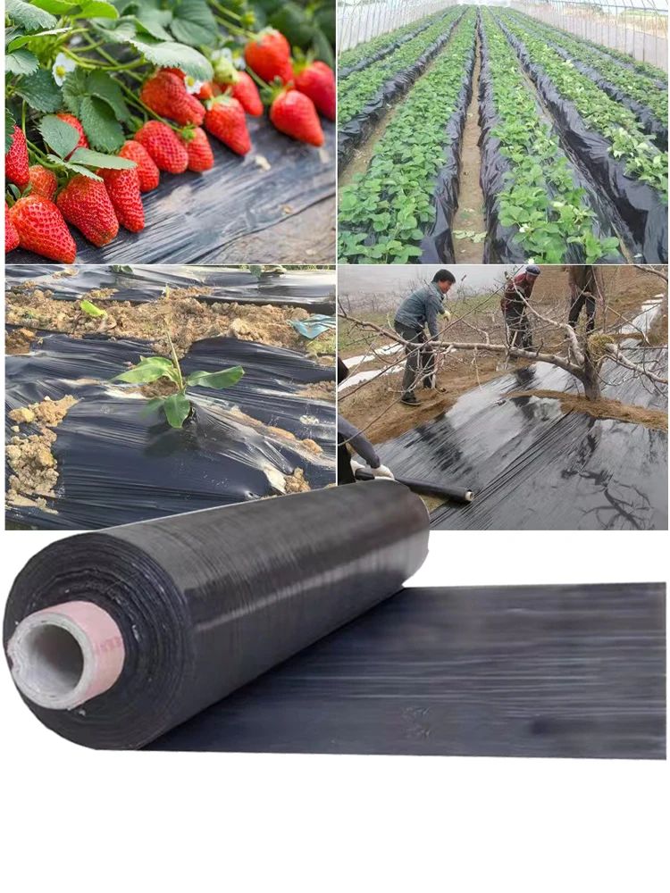 HEMAN Agriculture Weeding Black Mulch 0.6-1.0m Width Thicken 0.01mm Vegetable Greenhouse Strawberry Plastic Film Plants Grow