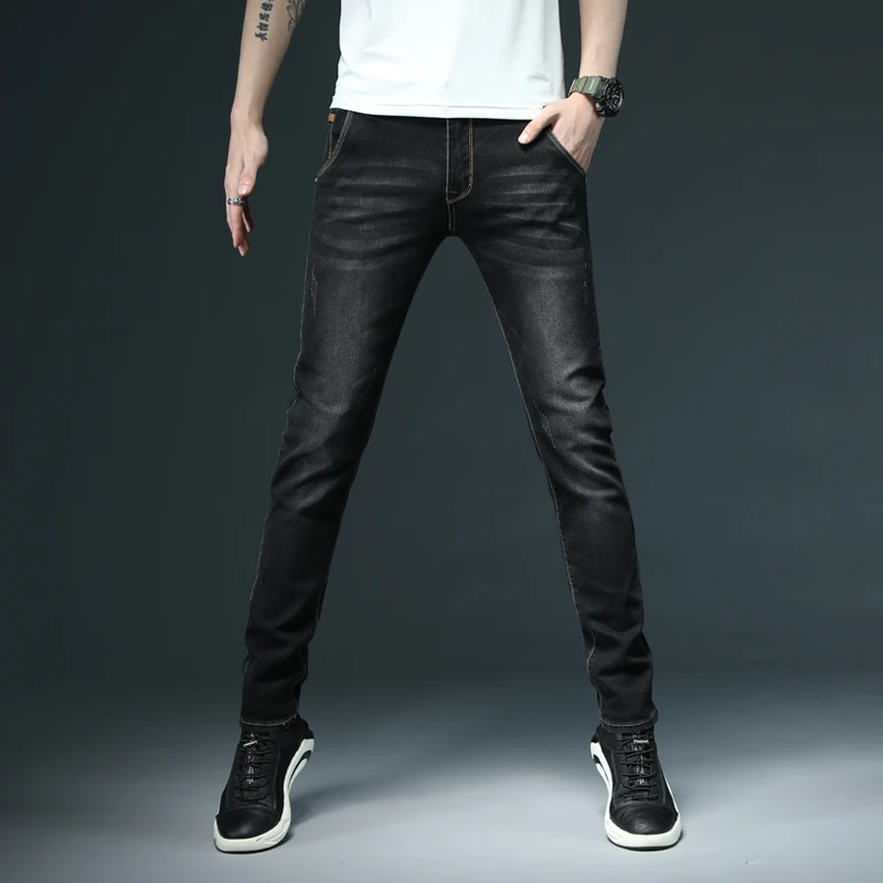 Mens Fashion Business Slim Jeans White Casual Denim Trousers 2022 New European and American Size Men's Pants