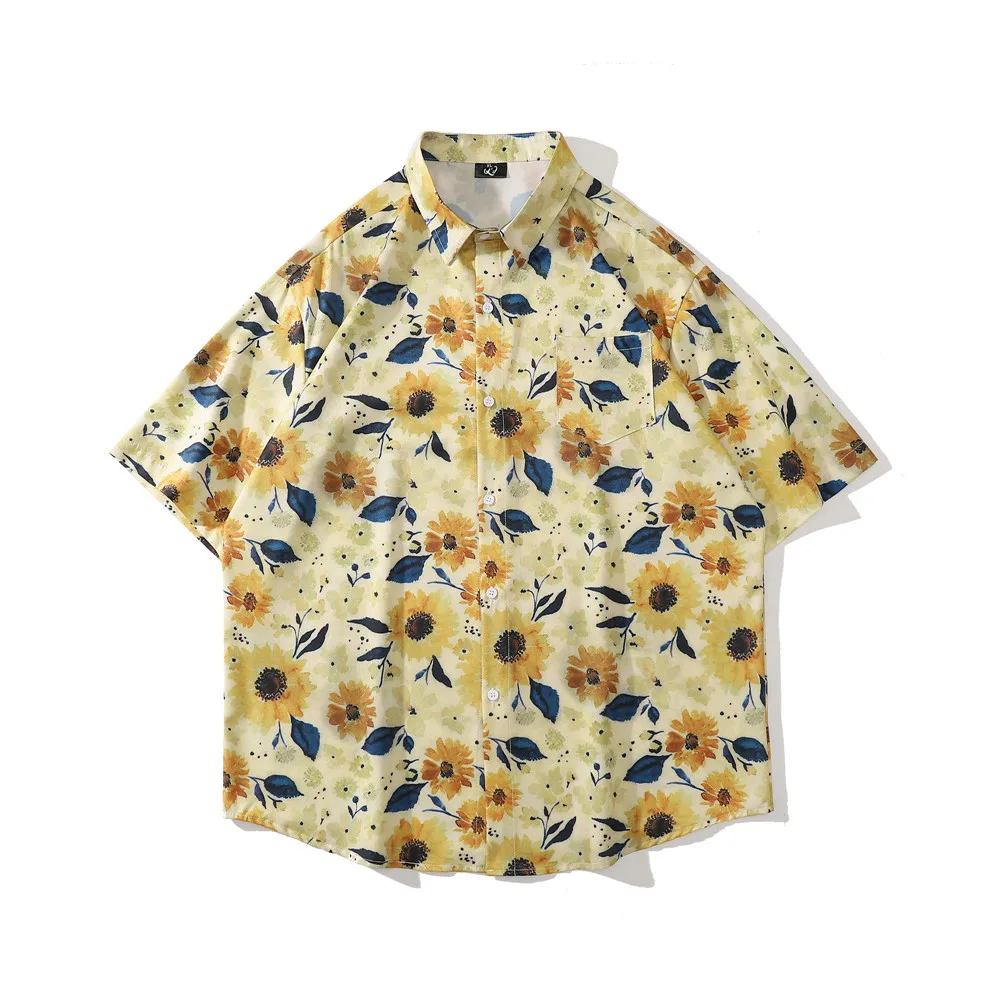 

OSCN7 Casual Printed Short Sleeve Shirt Men Street 2022 Hawaii Beach Oversize Women Fashion Harujuku Shirts for Men D2226