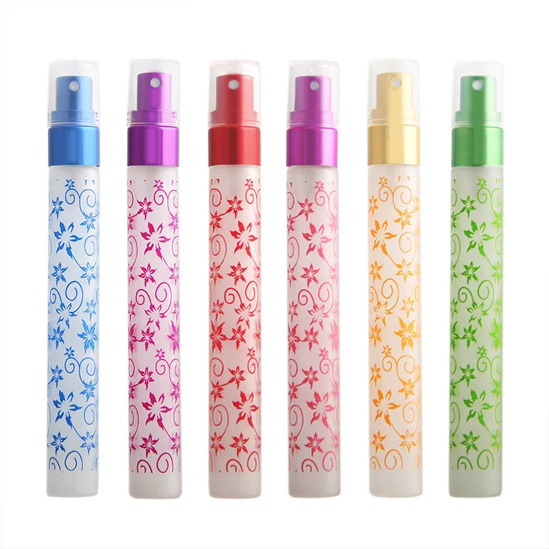 

10ml Frosted Glass Printed Perfume Spray Bottle Travel Portable Refillable Cosmetics Dispensing Press Empty Atomizers Container