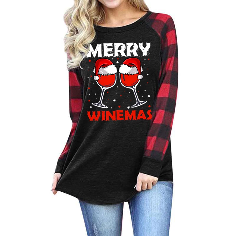 

Merry Christmas Printed Hoodies Hip Hop Streetwears Women Hoodie Sweatshirt Fashion Warm Tops Lovely Merry Winemas Print Hoody