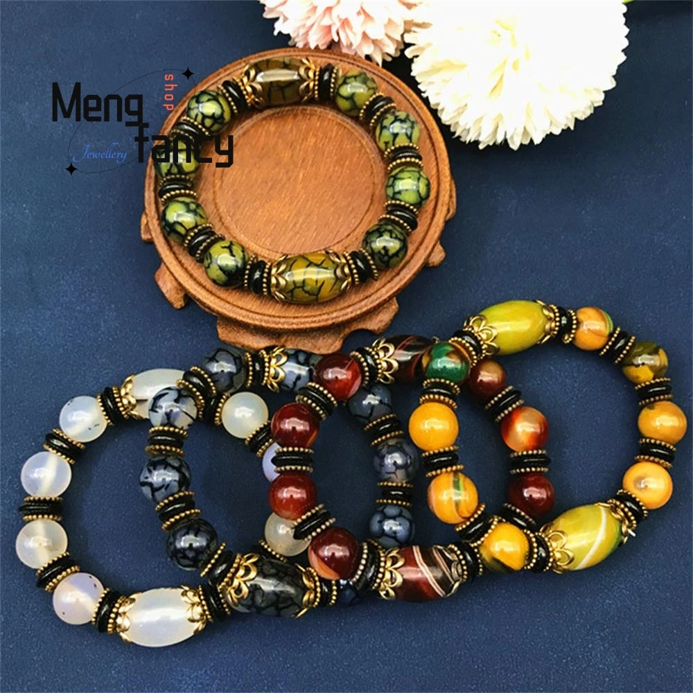 

Agate Large Drum Bead Bracelet Natural Jade Fine Jewelry Charms Fashion Luxury Men Women Amulet Mascots Souvenir Holiday Gifts