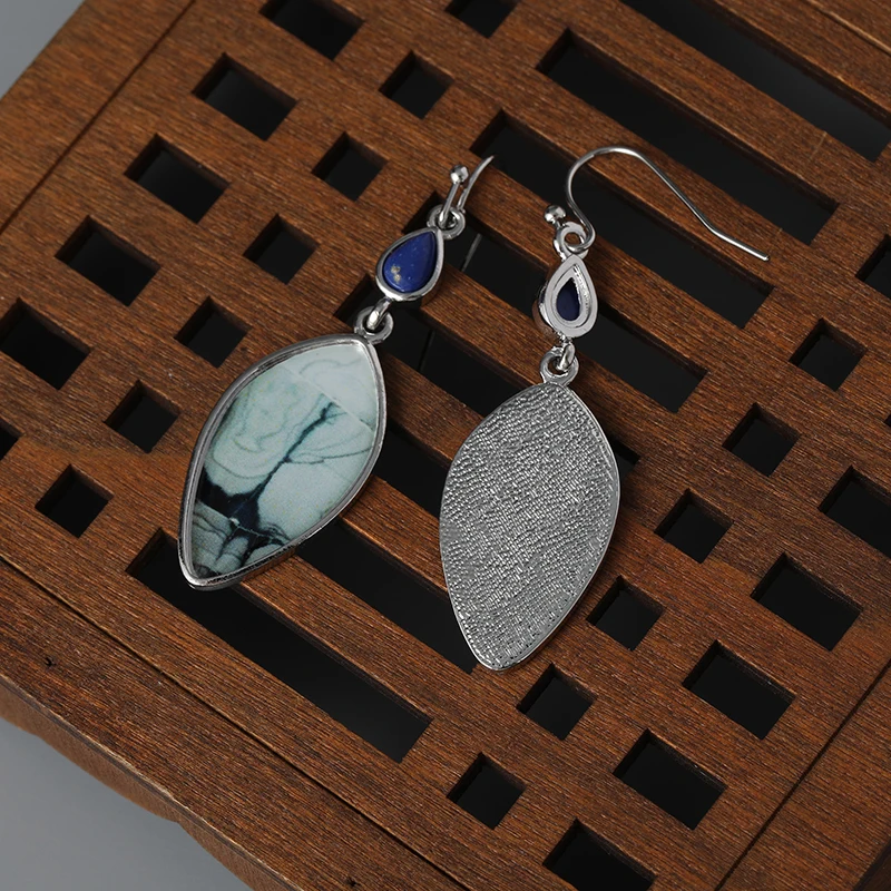 Пара бирюзовых Подвесок в форме капли воды винтажные элегантные серьги с