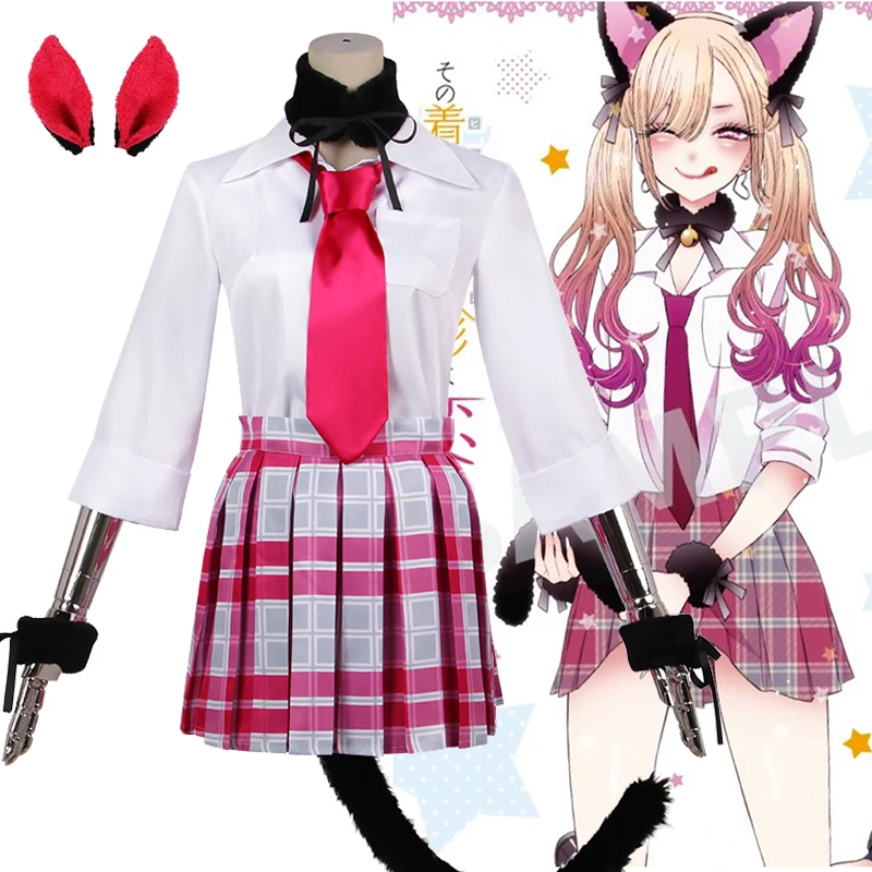 

Anime My Dress-Up Darling Kitagawa Marin Cosplay Costumes Cat Maid JK Uniform Outfits Halloween Carnival Suit For Women Girls