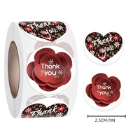 500pcsroll round thank you sticker red flowers for business packing envelope seal labels christmas decor stationery stickers
