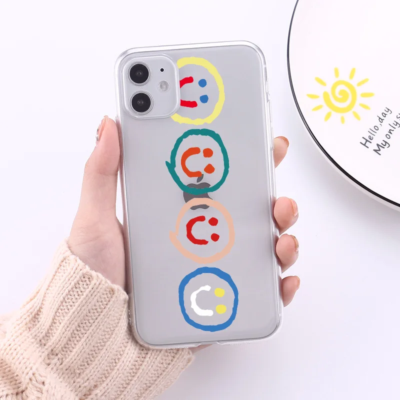 Cartoon Smiley and Daisy silicone phone case for iphone 12 13 pro max mini 7 x xr xsmax 8 plus 11 cute cover shell