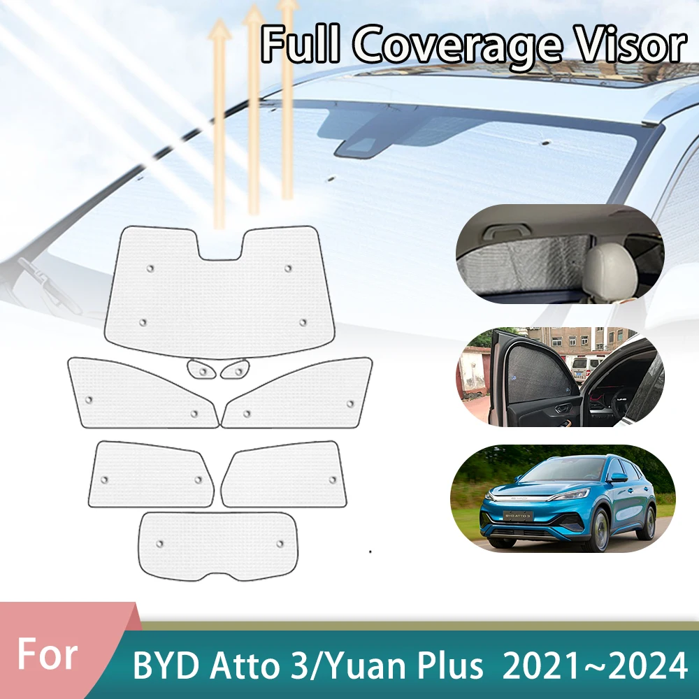 

Car Full Coverage Sunshades For BYD Atto 3 Yuan Plus 2021 2022 2023 2024 Car Window Sun Shade Visor Windshield Cover Accessories
