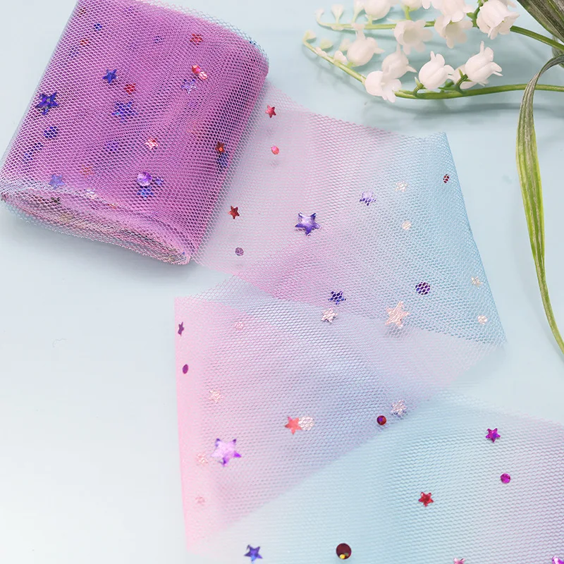 5 ярдов/упаковка ленты из органзы с радужным градиентом