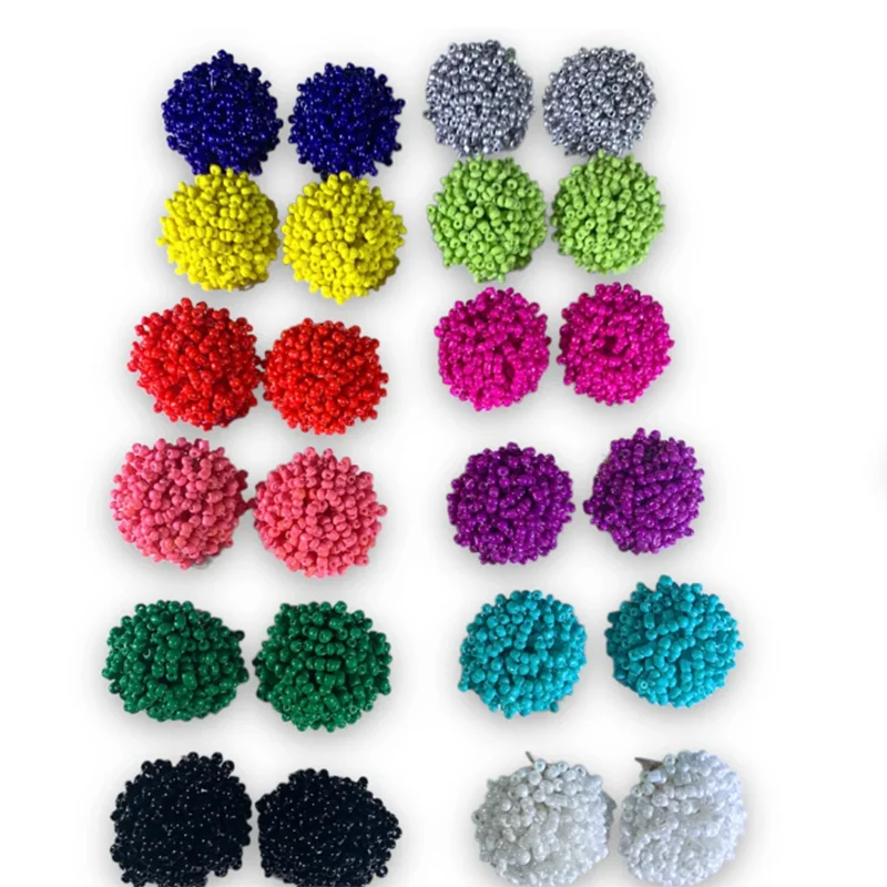 

30mm Large Seed Bead Stud Earring Connectors 1 Pair Seed Bead Topper Beaded Dome Earring Finding Pom Pom Word Earring Connector
