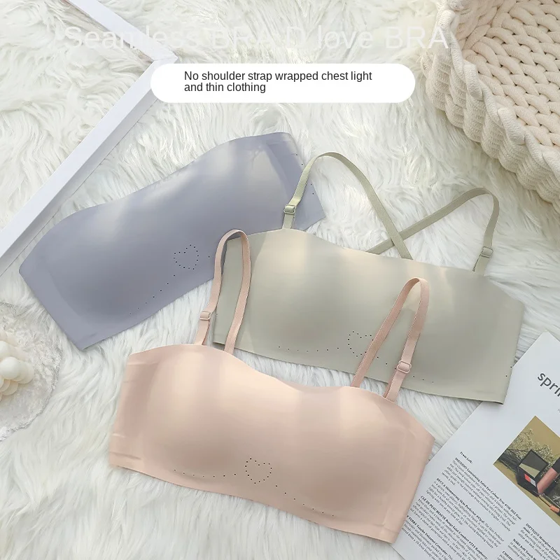 

Seamless Thin Anti-Slip Tube Top Breast Invisible Detachable Strapless Underwear Women's Push up Chest Support Tube Top Bra
