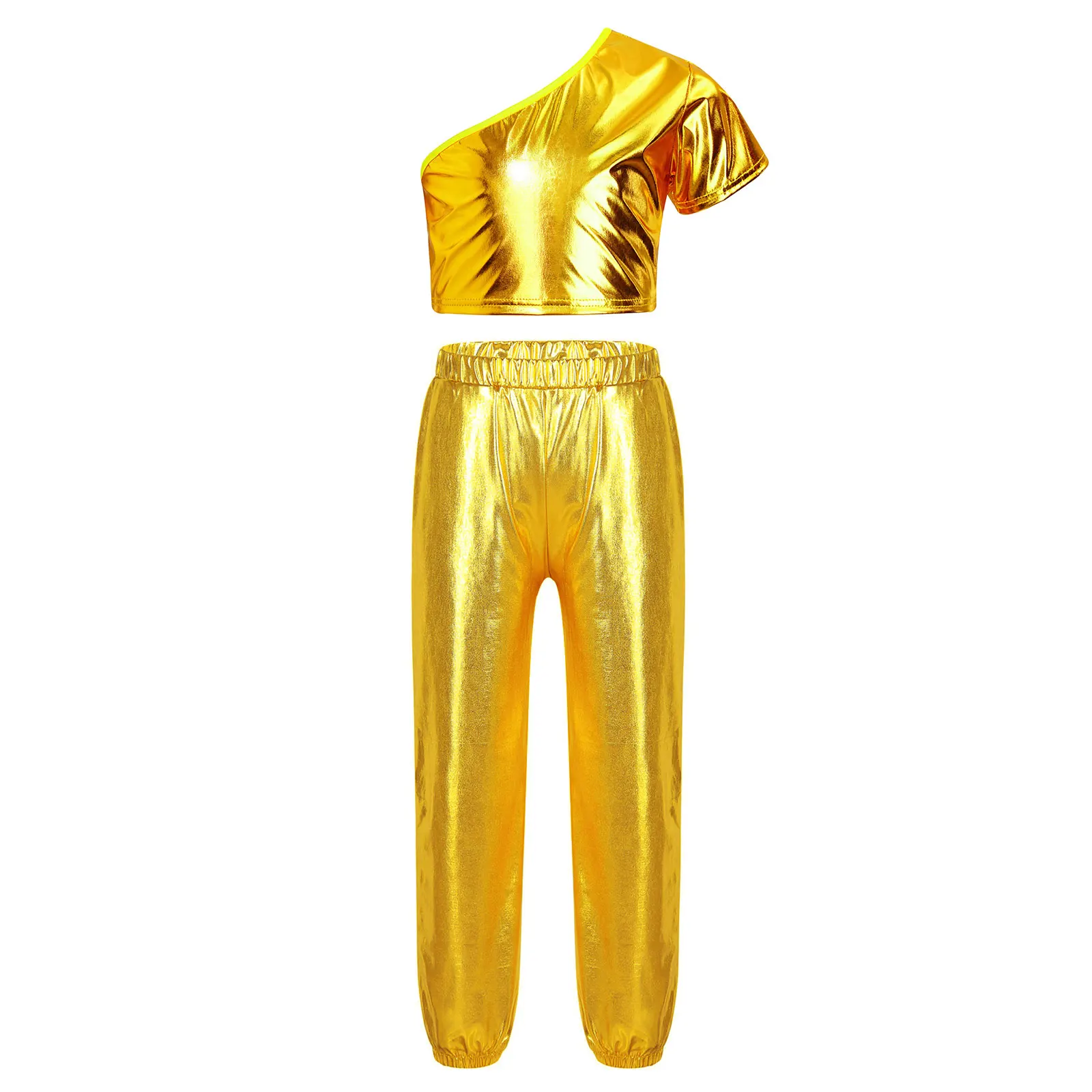 Комплект танцевальной одежды для подростков детская одежда девочек металлик