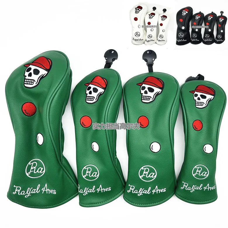 

golf club head protection cover Skull Wooden club cover 1 3 5 Wood iron wooden club cap cover