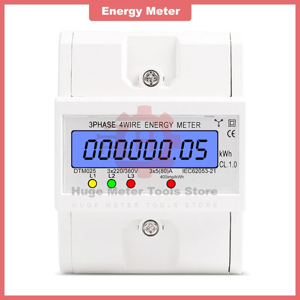 

Трехфазный 4-проводной измеритель энергии DTM025 220 в 5-80 А измеритель потребления энергии кВт/ч измеритель на DIN-рейке Цифровой Электрический и...
