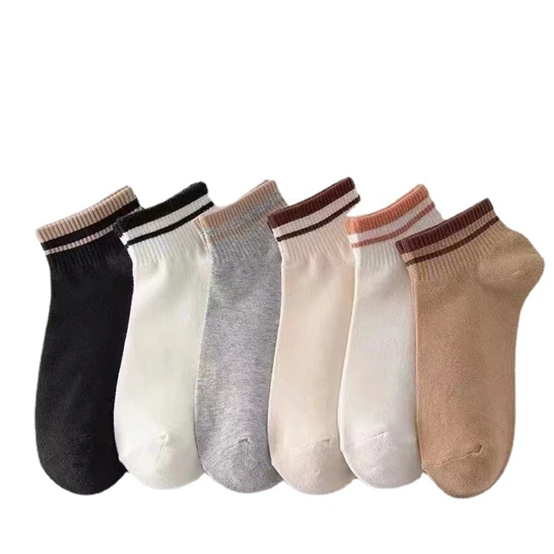 50 Pairs Men Women Cotton Ankle Socks Low Tube Autumn Striped Comfortable Breathable Sweat Absorption Socks