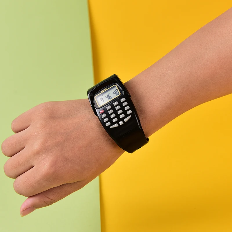 

Часы Цифровые 2 в 1 с калькулятором, модные детские электронные часы с калькулятором времени, часы с мини-калькулятором