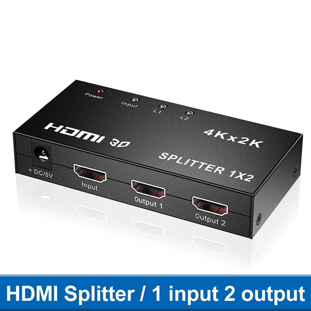 

4K Splitter UHD 3D HDMI-compatible Splitter HD 1X2 1080P Switch Split 1 in 2 out Switcher Repeater for HDTV DVD PS3/4 Xbox PC