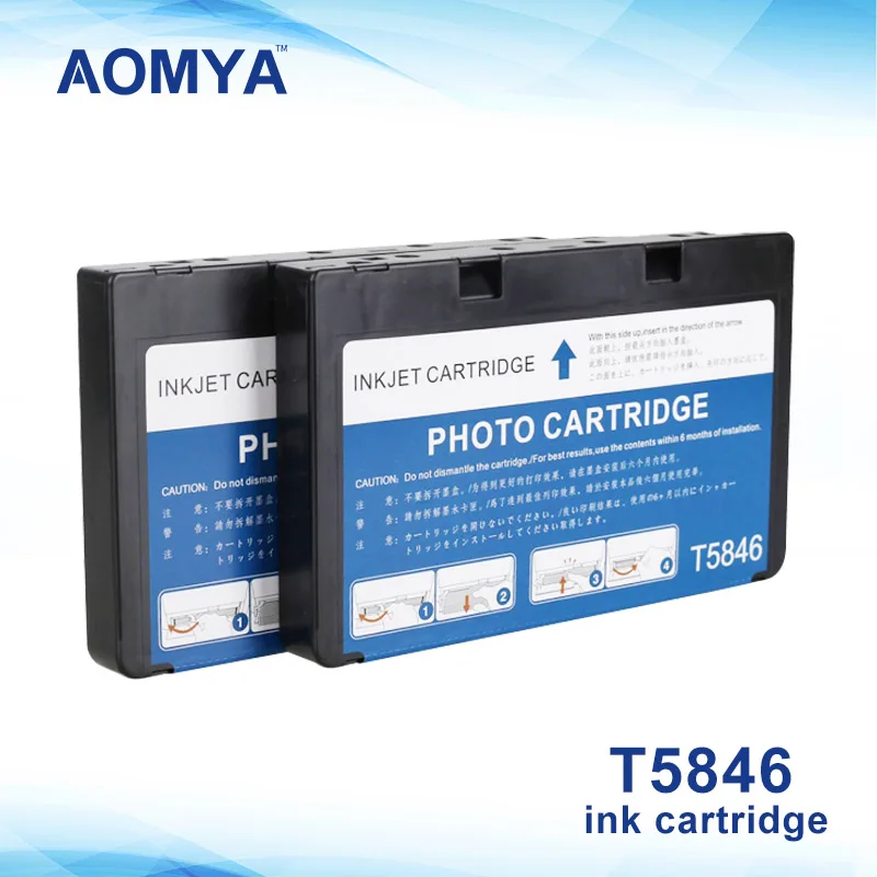 2pcs T5846 E-5846 Ink Cartridge Compatible for Epson PictureMate PM225 PM300 PM200 PM290 PM240 PM280 Printer ,Full Ink with chip