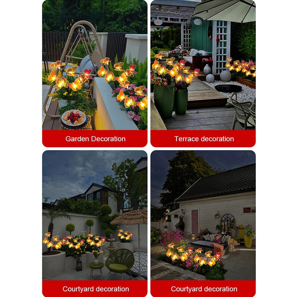 

Солнечные садовые фонари-бабочки IP65, водонепроницаемые фонари для дорожек, автоматическое ВКЛ./ВЫКЛ., теплые фонари для украшения сада, двора
