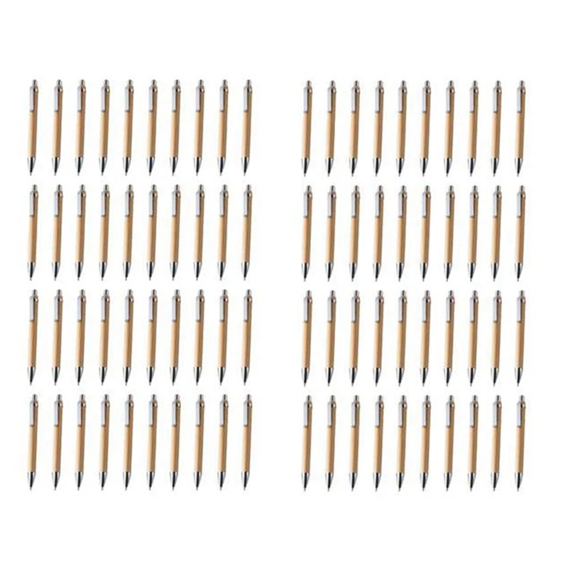 

80 Pcs Ballpoint Pen Set Bamboo And Wood Writing Tools, 40 Pcs Black Ink & 40 Pcs Blue Ink