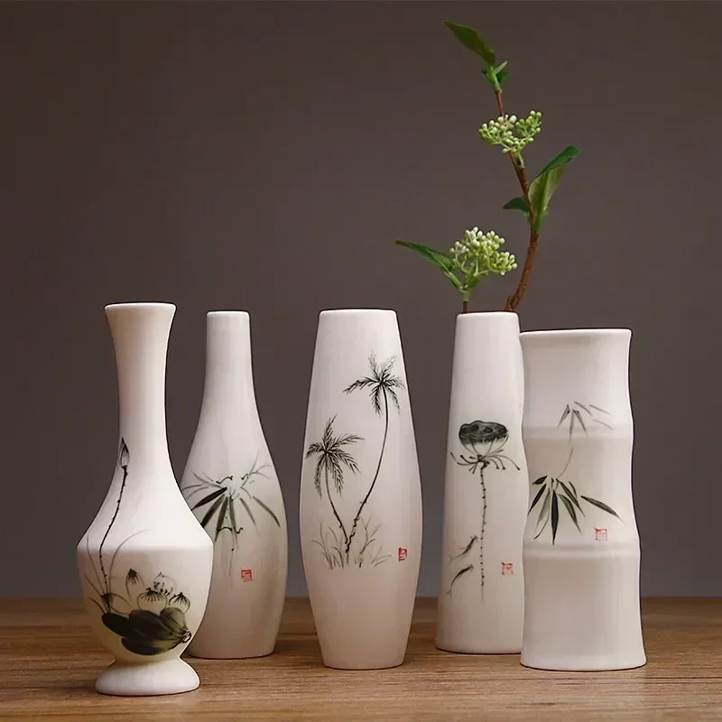 Красивая Традиционная китайская ваза белая с ручной росписью домашняя розетка