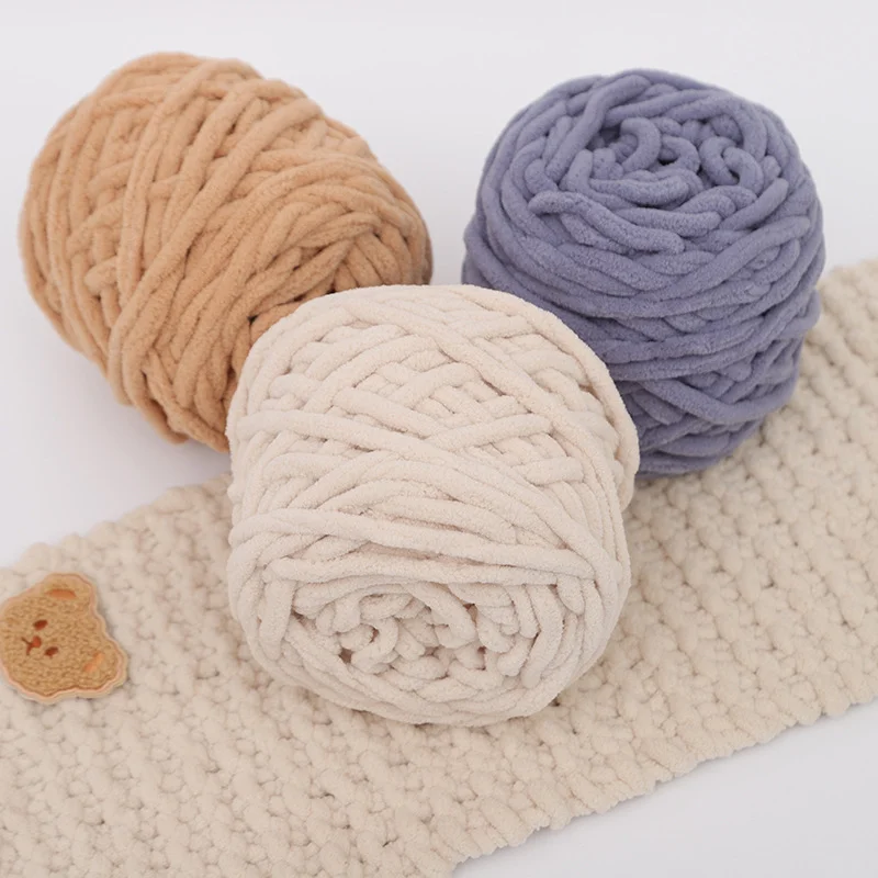 

100g/Ball Chenille Chunky Yarn for Hand Knitting Soft Crochet Yarn Milk Cotton Polyester Blended DIY Crochet Scarf Thread Hat