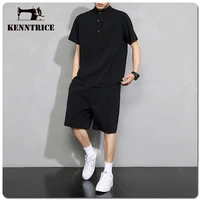 kenntrice summer linen suits fashion vacation hawaiian mens shirts shorts two piece short sleeve beach outdoor sets for man