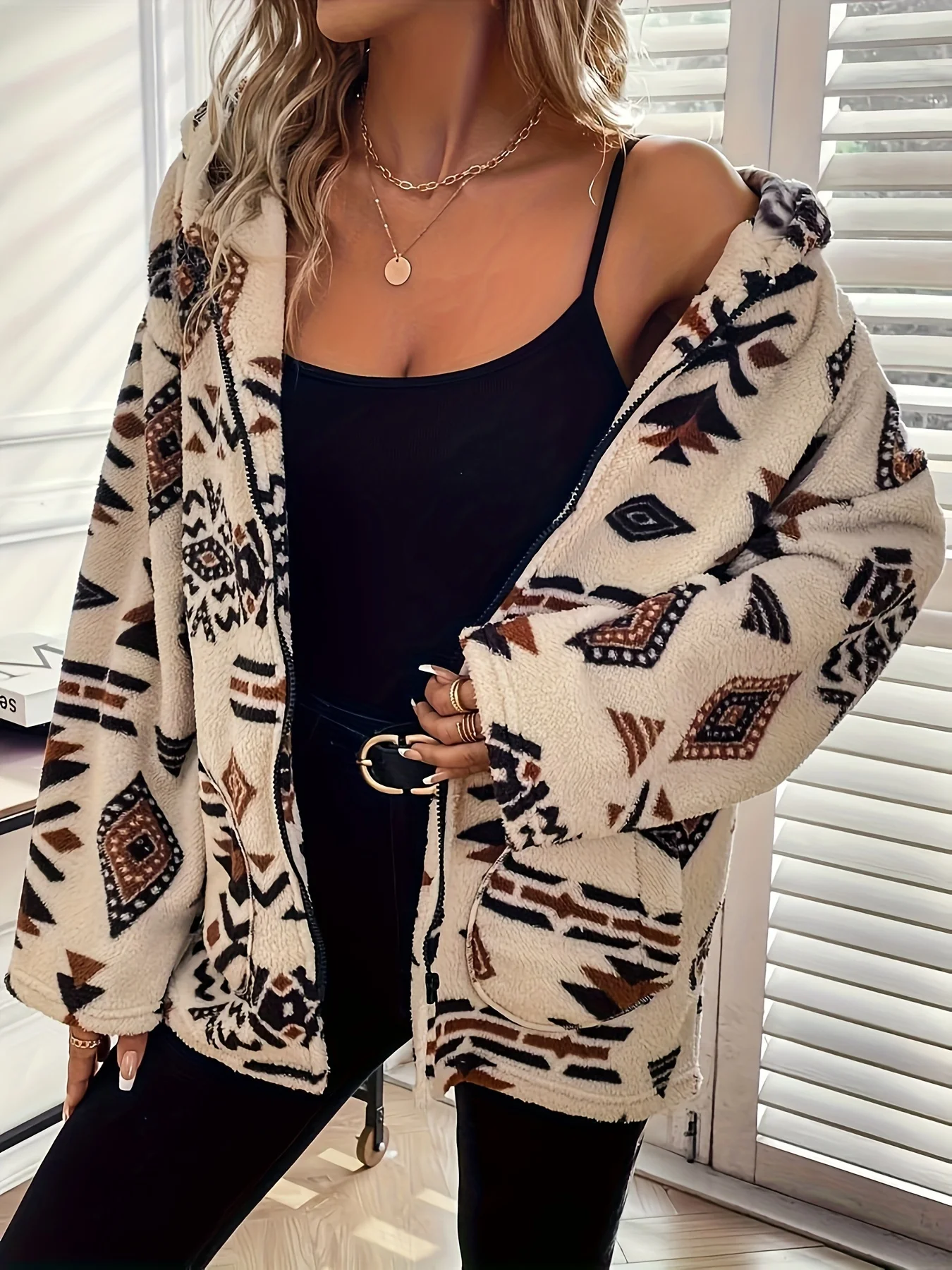 Повседневное пальто больших размеров с капюшоном из искусственного меха