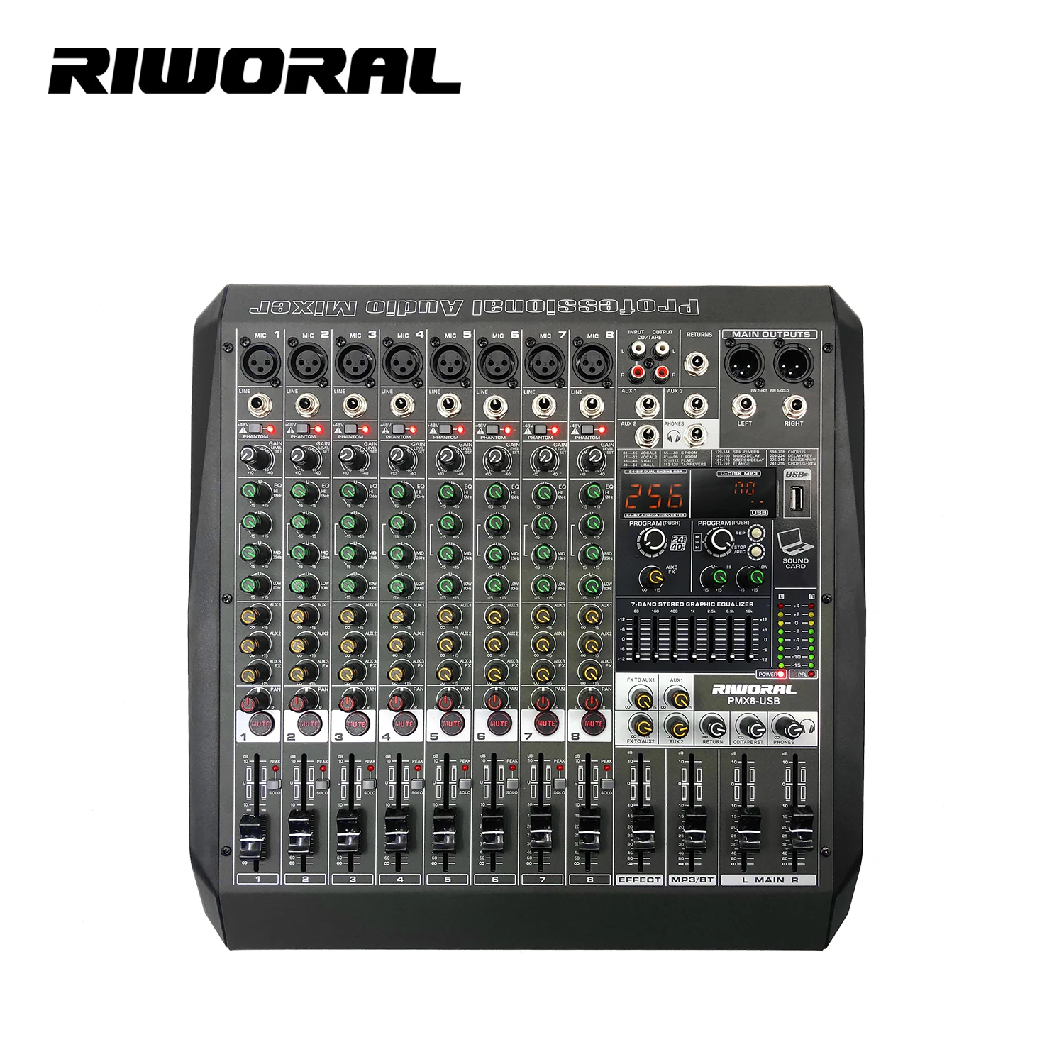 

PMX8 Factory Direct Sales Performance Stage Audio Mixer Sound 8 Channels 256DSP 48V Professional Digital Mixer