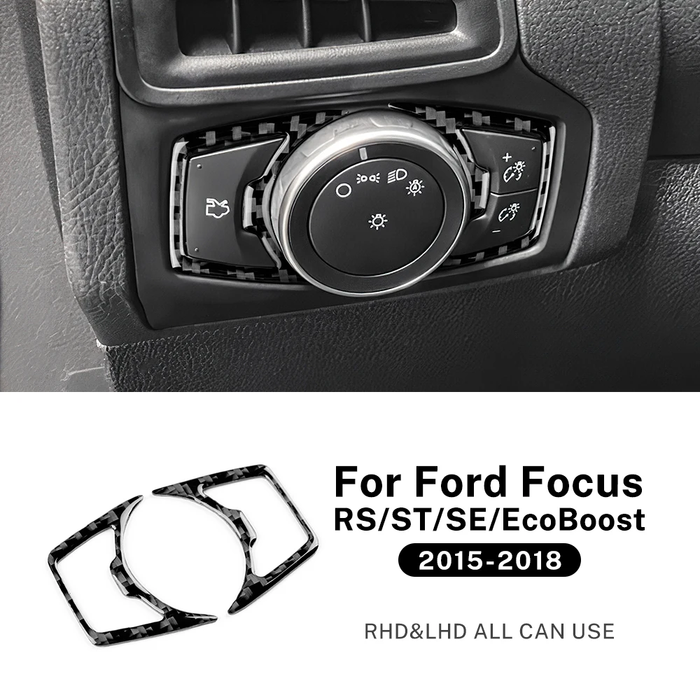 

Настоящее мягкое углеродное волокно для Ford Focus SE RS ST Focus MK3 Ecoboost 2015 2016 2017 2018 LHD RHD автомобильные фары кнопки аксессуары