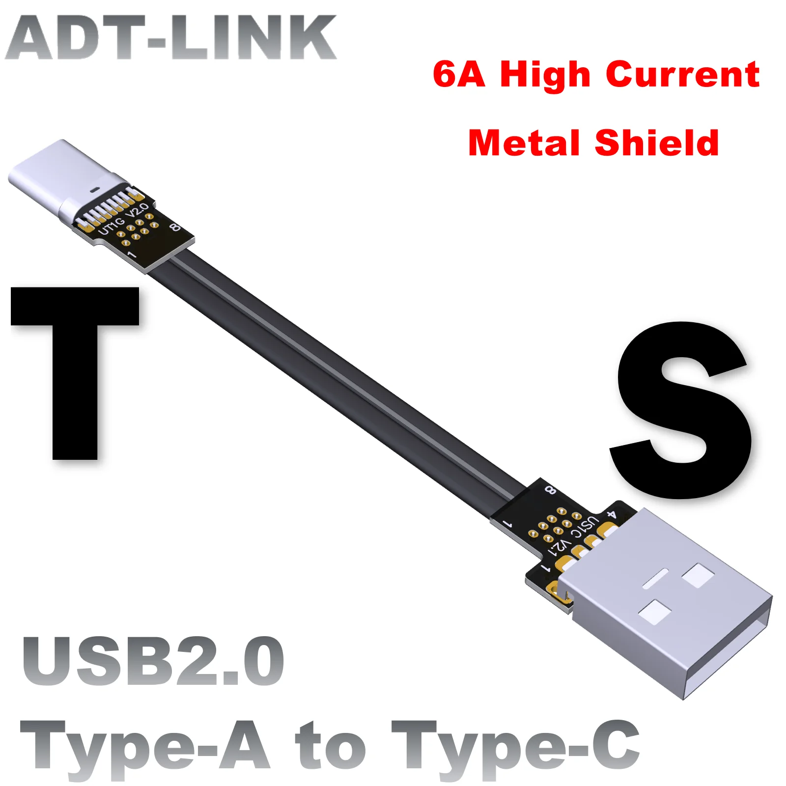 

Новый Высокоточный кабель USB типа А на Type-C, 6 А, плоский металлический кабель Shield, кабель для зарядки и передачи данных для ПК, ТВ, USB-устройств