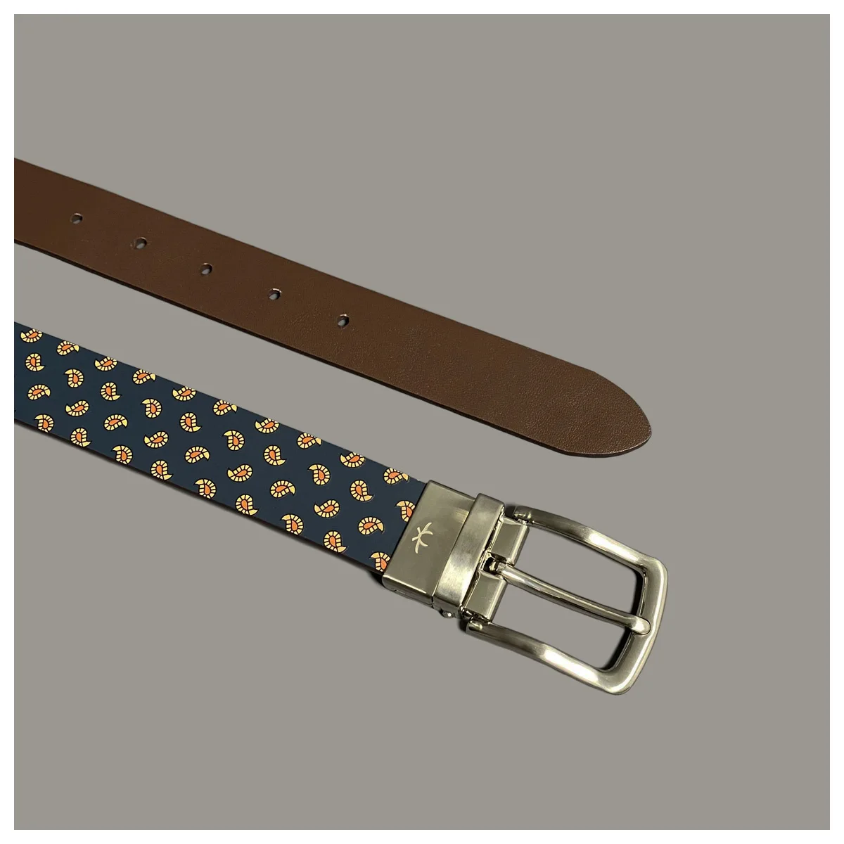 

Кожаный Ретро ремень Laurel пшеничные уши с цветком кешью в гонконгском стиле унисекс с двумя сторонами Модный повседневный ремень для бега